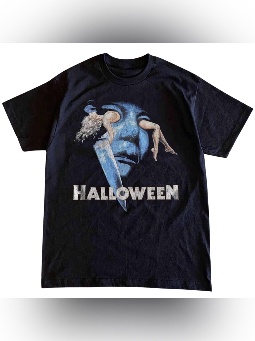 Black Halloween Graphic Costume Tee - Classic Horror Design